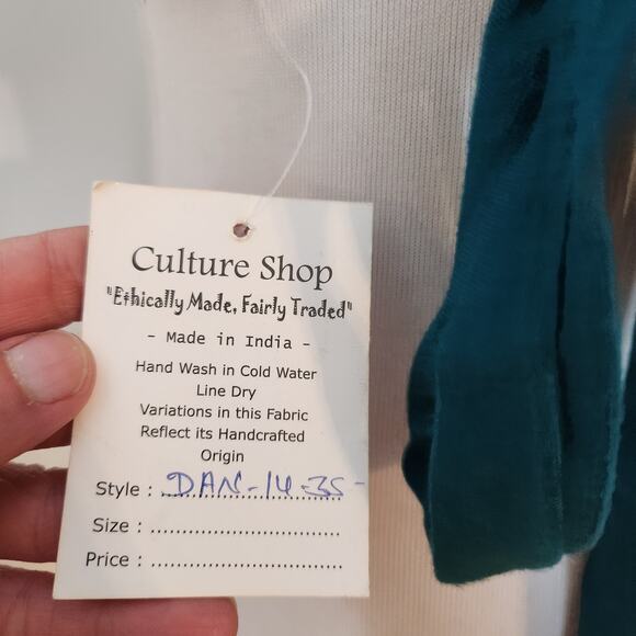 New Culture Shop Crop Top One Size Womens Blue Green Boho Tie Back Hippie Beach - Picture 9 of 9